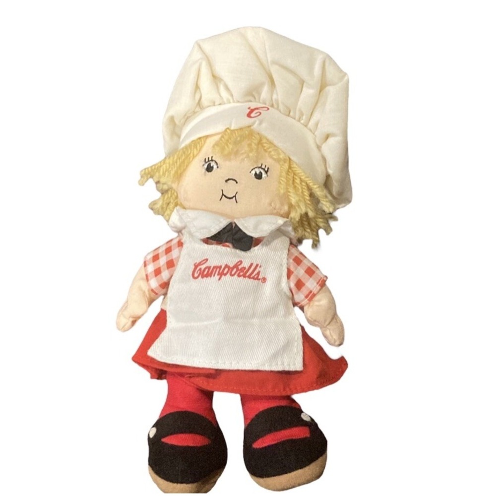 Plush Campbell Soup Kids Girl Chef 8" Doll Apron Hat Stuffed Toy Blonde